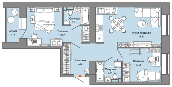 71,4 м², 3-комнатная квартира 4 300 000 ₽ - изображение 42