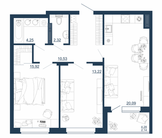 Квартира 68,5 м², 2-комнатная - изображение 1