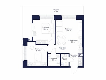 Квартира 65,7 м², 2-комнатная - изображение 1