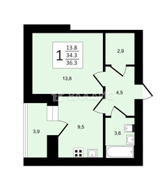 Квартира 34,4 м², 1-комнатная - изображение 1