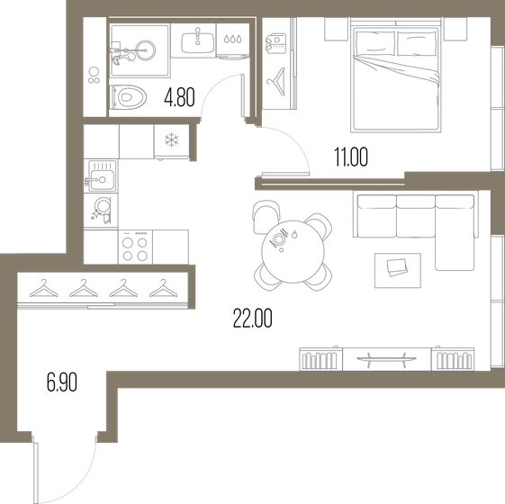 44,7 м², 1-комнатная квартира 19 524 960 ₽ - изображение 15