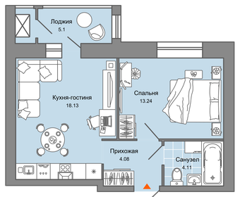 Квартира 42 м², 2-комнатная - изображение 1