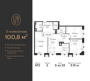 Квартира 100,8 м², 3-комнатная - изображение 1