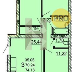 Квартира 74,1 м², 3-комнатная - изображение 1