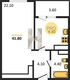 Квартира 41,8 м², 1-комнатная - изображение 1