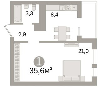 Квартира 36 м², 1-комнатная - изображение 1