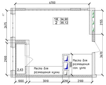 Квартира 36,1 м², 1-комнатная - изображение 1