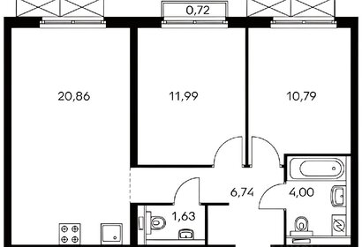 Квартира 59 м², 2-комнатная - изображение 1