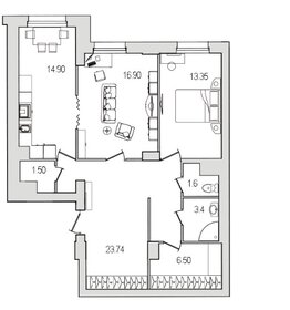Квартира 82,7 м², 2-комнатная - изображение 1