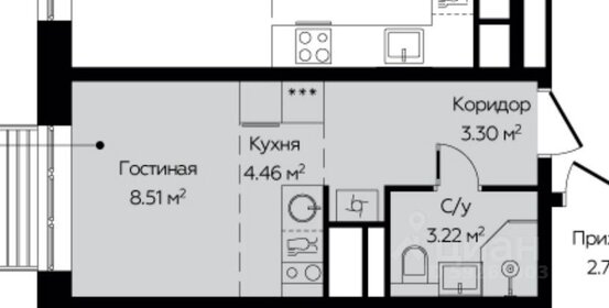 Квартира 19,5 м², 1-комнатная - изображение 5