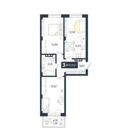 Квартира 61,8 м², 3-комнатная - изображение 1