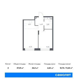 Квартира 37 м², 1-комнатная - изображение 1