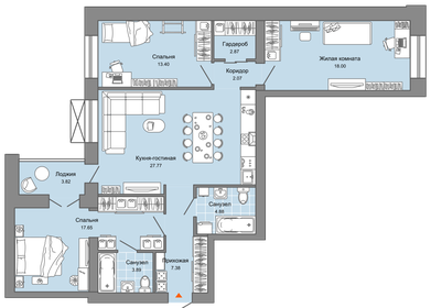 107,6 м², 3-комнатная квартира 8 990 000 ₽ - изображение 59