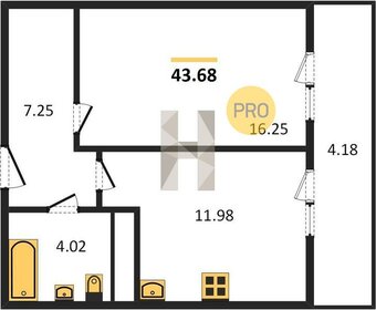 Квартира 43,7 м², 1-комнатная - изображение 1