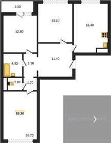 Квартира 83,3 м², 3-комнатная - изображение 1