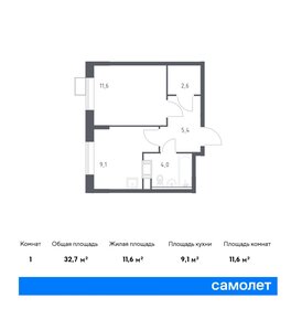 Квартира 32,7 м², 1-комнатная - изображение 1