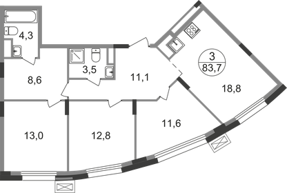 92,3 м², 3-комнатная квартира 18 533 946 ₽ - изображение 35