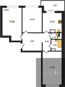 Квартира 77,3 м², 3-комнатная - изображение 1