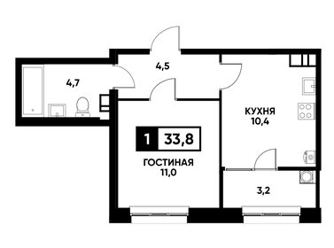 34 м², 1-комнатная квартира 3 621 000 ₽ - изображение 1