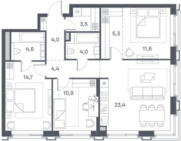 102,6 м², 3-комнатная квартира 51 473 188 ₽ - изображение 28