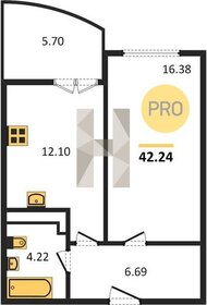 Квартира 43,5 м², 1-комнатная - изображение 1