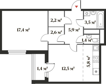 53 м², 2-комнатная квартира 10 700 000 ₽ - изображение 59