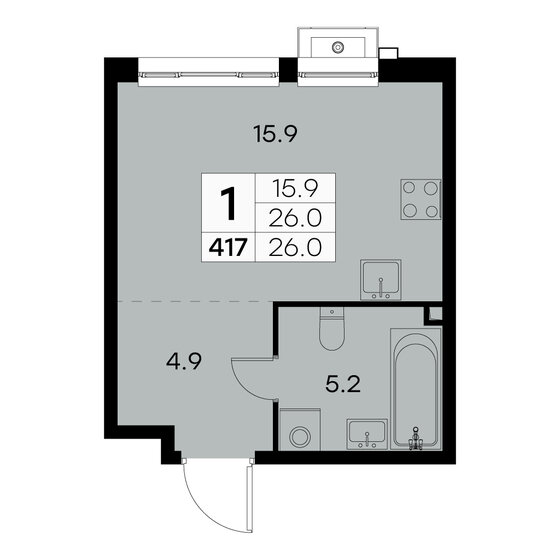 26 м², 1-комнатная квартира 7 592 520 ₽ - изображение 46