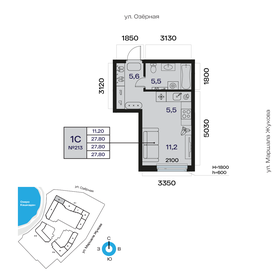 Квартира 27,8 м², 1-комнатная - изображение 1