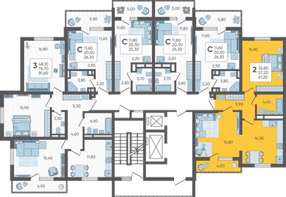 61,2 м², 2-комнатная квартира 16 248 600 ₽ - изображение 12