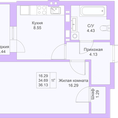 Квартира 36,1 м², 1-комнатная - изображение 3