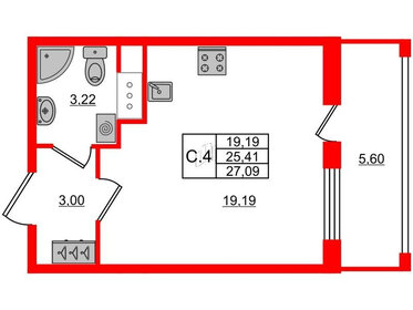 Квартира 25,4 м², студия - изображение 2