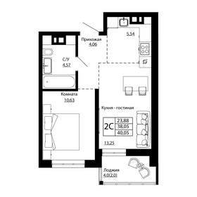 Квартира 39,6 м², 2-комнатная - изображение 1