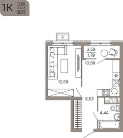 Квартира 35,3 м², 1-комнатная - изображение 1