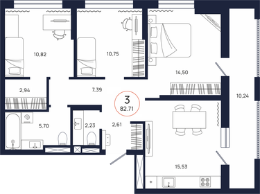 104,5 м², 3-комнатная квартира 11 370 000 ₽ - изображение 45