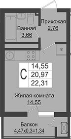 Квартира 22,2 м², 1-комнатная - изображение 5