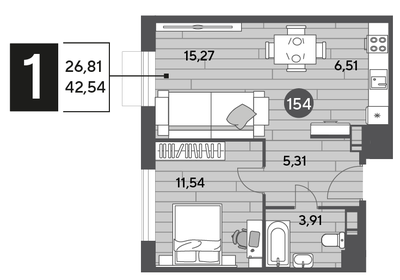 43 м², 1-комнатная квартира 7 350 000 ₽ - изображение 56