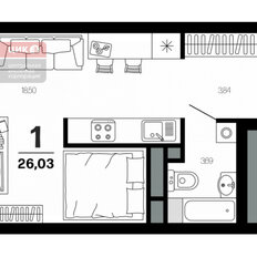 Квартира 26 м², студия - изображение 3