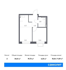 Квартира 34,6 м², 2-комнатная - изображение 1