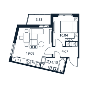 Квартира 39,6 м², 1-комнатная - изображение 1