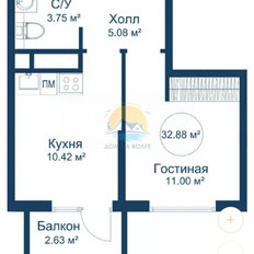 Квартира 32,9 м², 1-комнатная - изображение 4