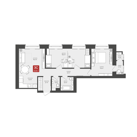 Квартира 63,6 м², 3-комнатная - изображение 1