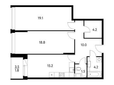 Квартира 74,8 м², 2-комнатная - изображение 1