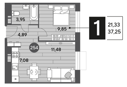 37,3 м², 1-комнатная квартира 6 246 825 ₽ - изображение 15