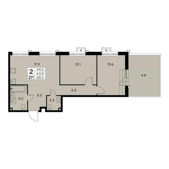 68,6 м², 2-комнатная квартира 17 674 104 ₽ - изображение 51