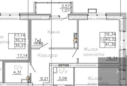 Квартира 41,4 м², 1-комнатная - изображение 1