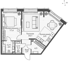 Квартира 64 м², 2-комнатная - изображение 3