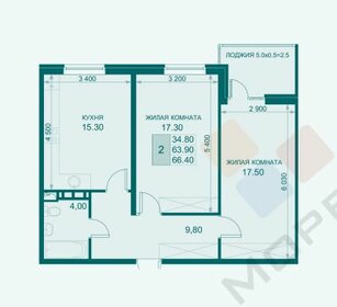 Квартира 64,4 м², 2-комнатная - изображение 1