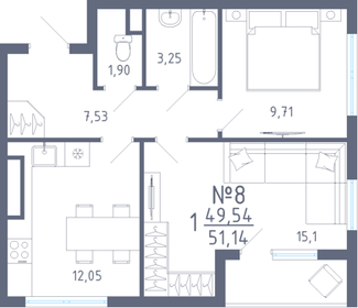 Квартира 51 м², 2-комнатная - изображение 1