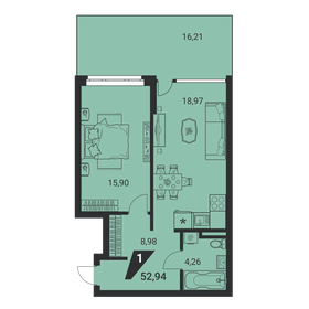 43,4 м², 1-комнатная квартира 5 914 673 ₽ - изображение 1