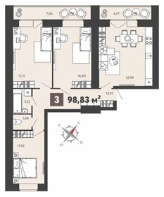 Квартира 98,8 м², 3-комнатная - изображение 1